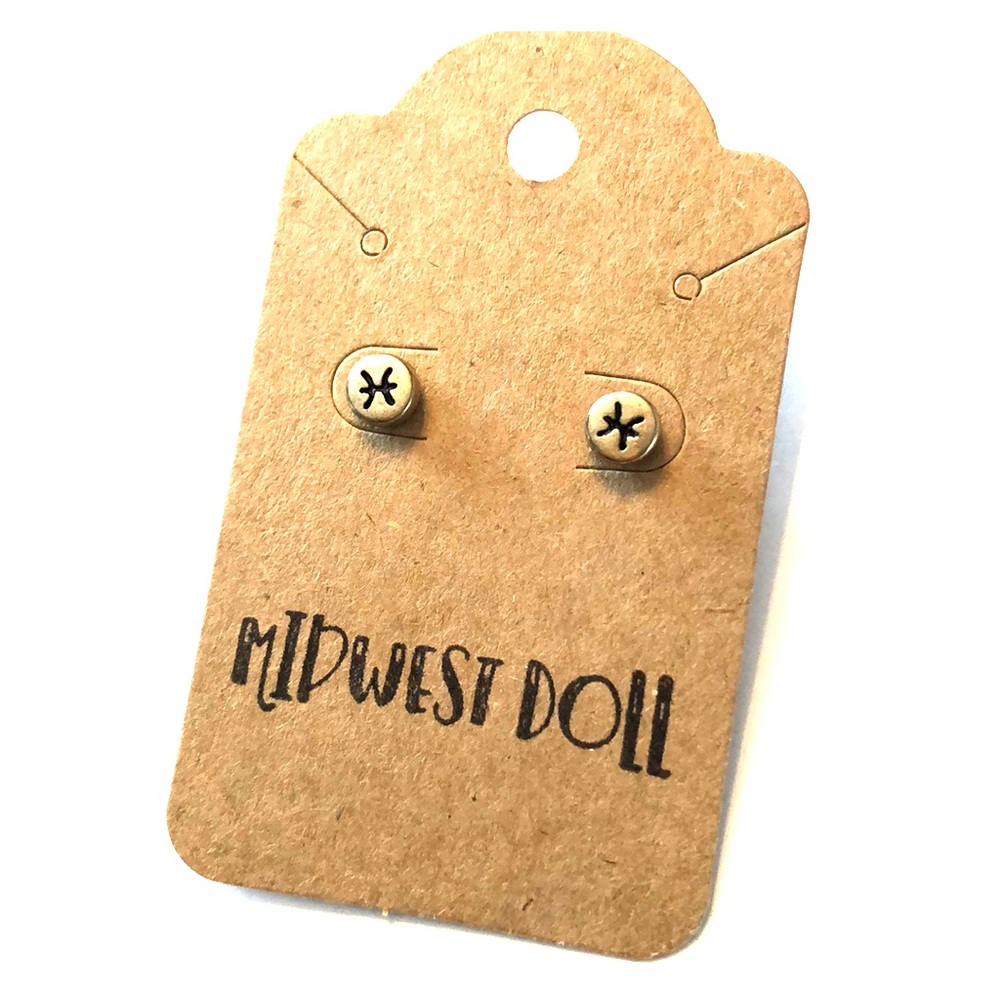Pisces Gold Stud Earrings Unique Gift Idea ZODIAC